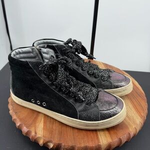 P448 Sneaker Skate High Top Boster Womens Shoe Black Leather EU Size 38 7.5-8